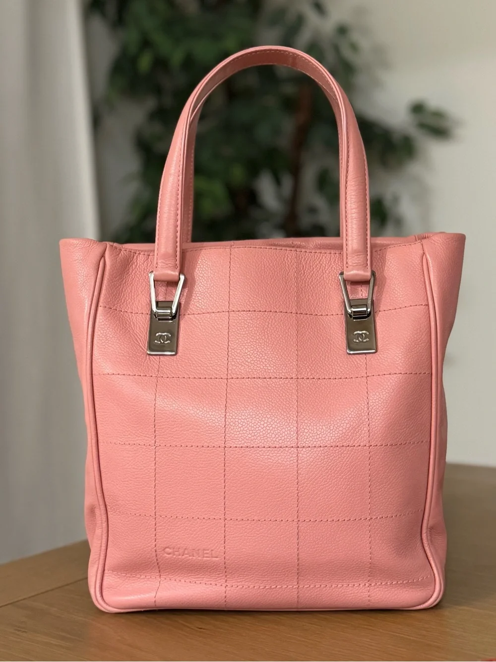 CHANEL Pink Quilted Leather Bag